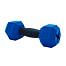 Rubber dumbbell for dog, with hole for treats, blue-black